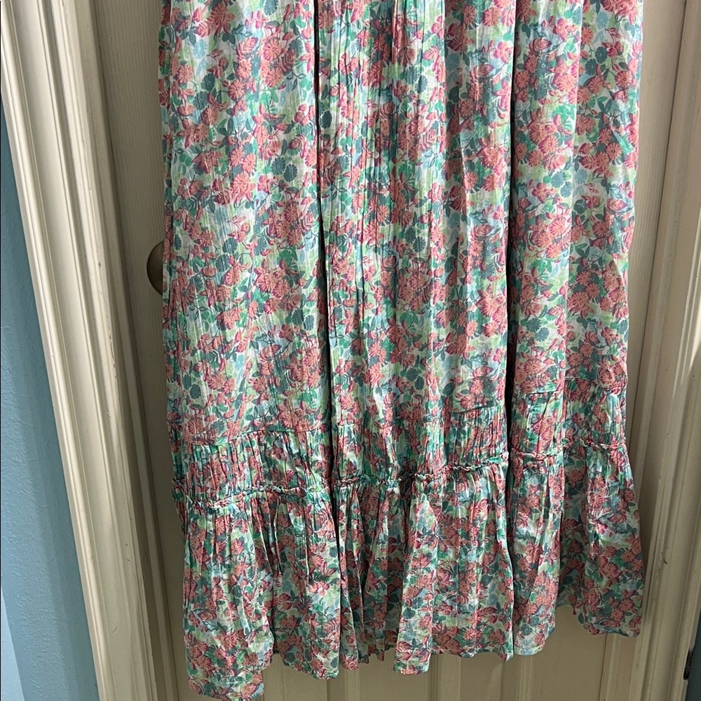 American Eagle Outfitters Maxi Dress Women XL Floral Pink and Green - Picture 3 of 10